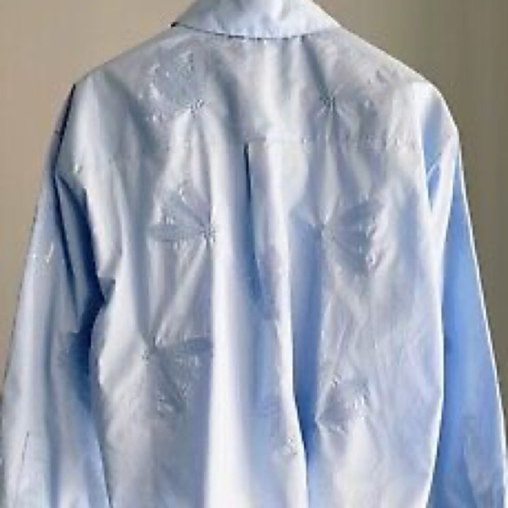 NWT. Zara Light Blue Poplin Sequin Cropped Shirt. Size M. - Picture 7 of 10